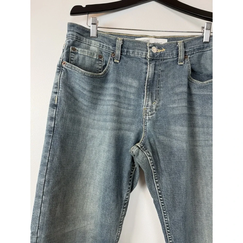 Mens Signature By Levi Strauss & Co. Blue Denim Jeans S61 Relaxed Fit Size 34x32